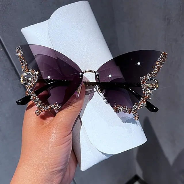 Diamond Butterfly Sunglasses - Woman`s Clothing