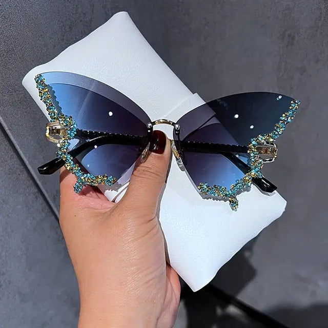 Diamond Butterfly Sunglasses - Woman`s Clothing