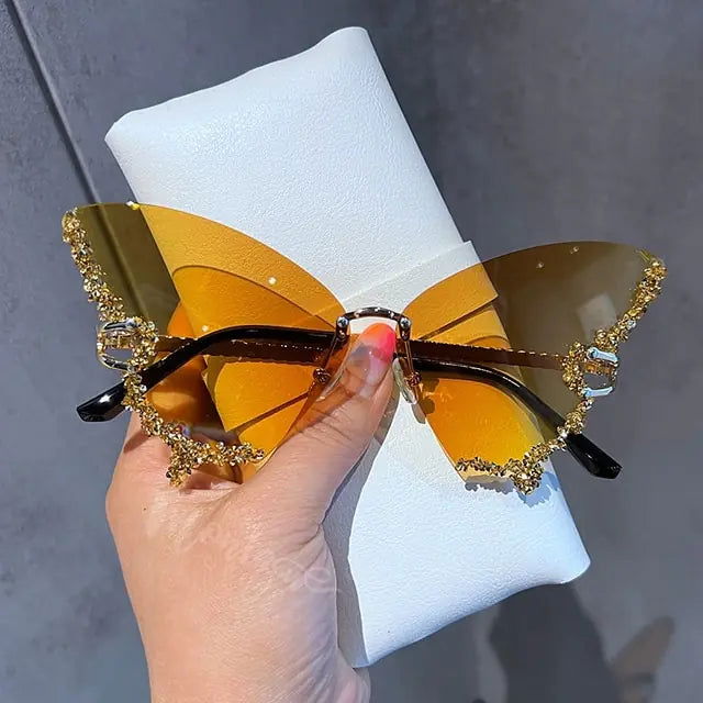 Diamond Butterfly Sunglasses - Woman`s Clothing