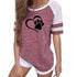 Dog Paw Print T-shirt Top - Woman`s Clothing