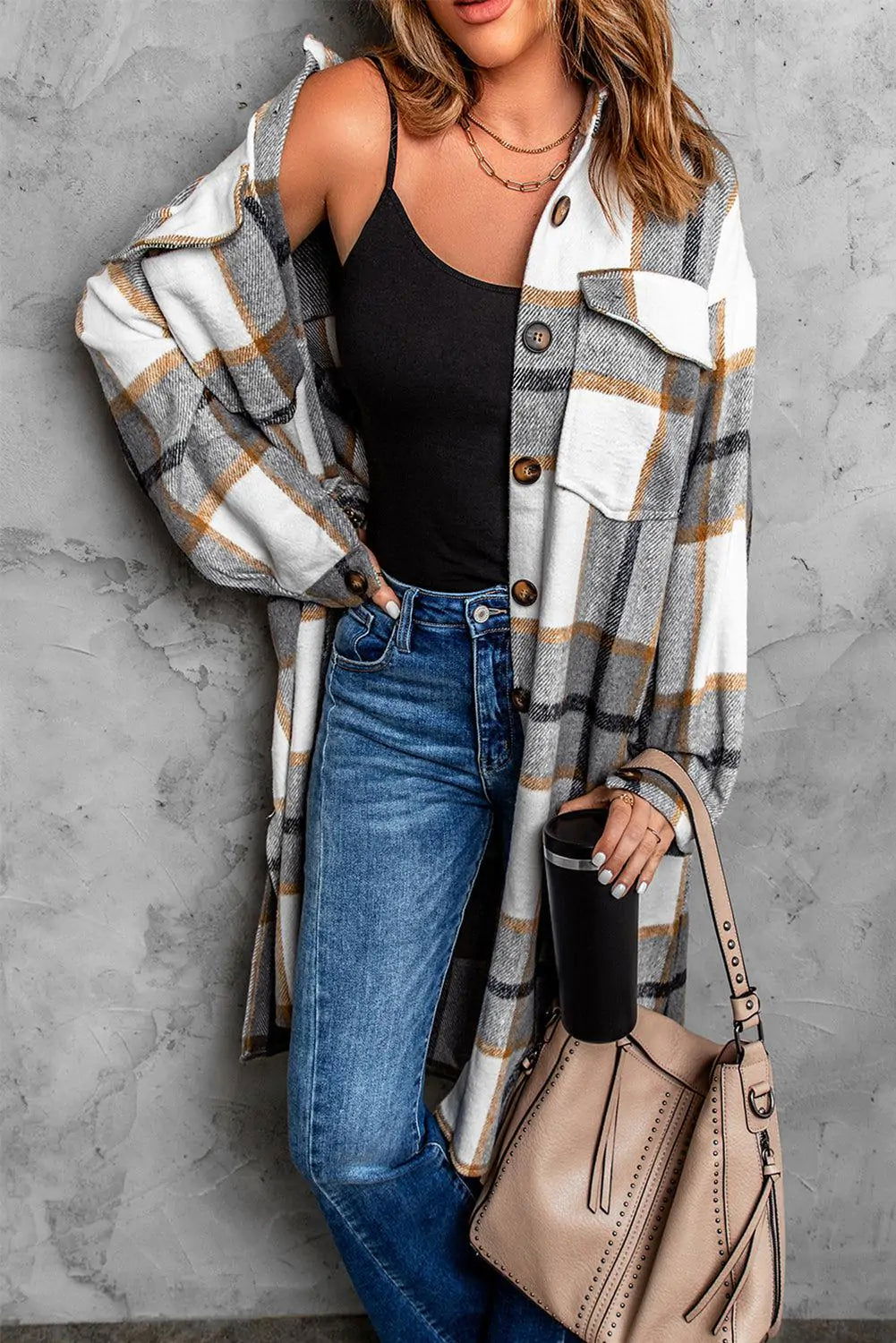 Dropped Shoulder Duster CoatDropped Shoulder