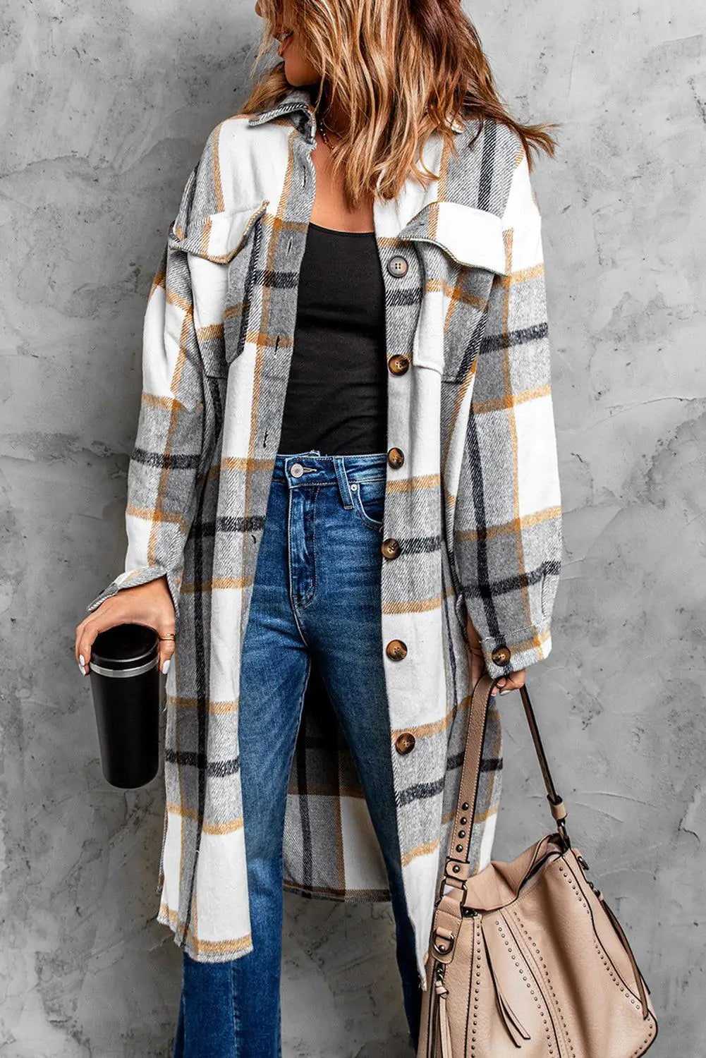 Dropped Shoulder Duster CoatDropped Shoulder