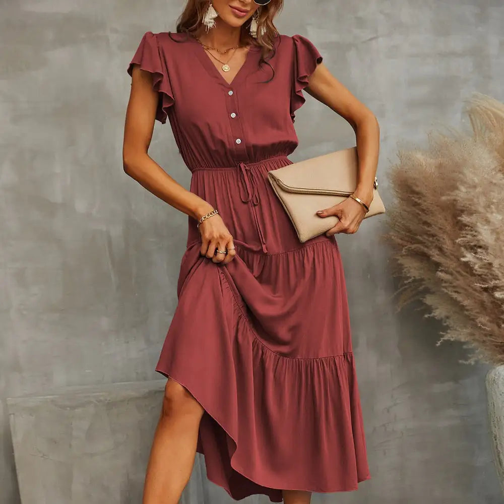 Woman`s Manuela Plain Midi Dress