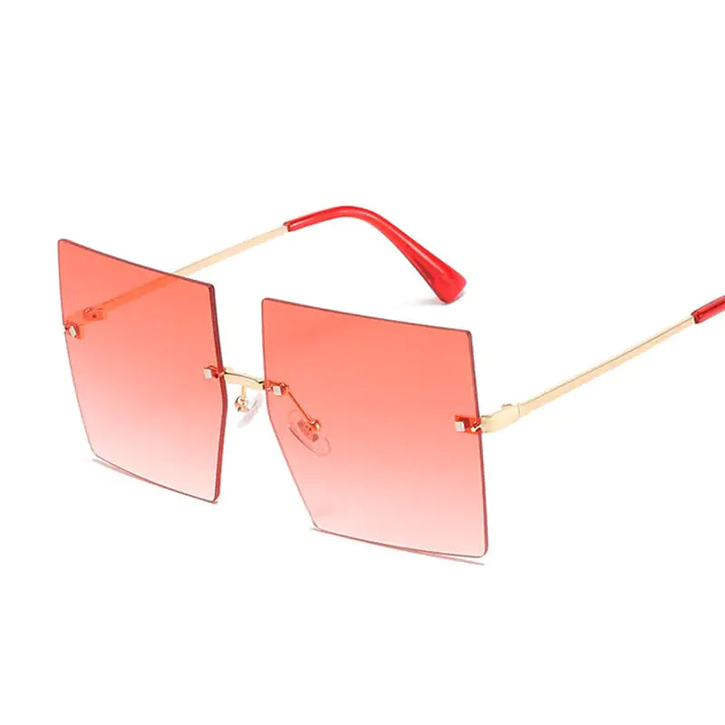 Oversized Rimless Square Sunglasses - Woman`s Clothing