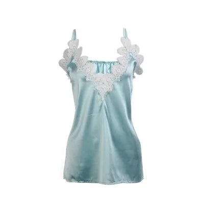 Gothic Lace Satin Silk Sequin Tank Top - Woman`s Clothing