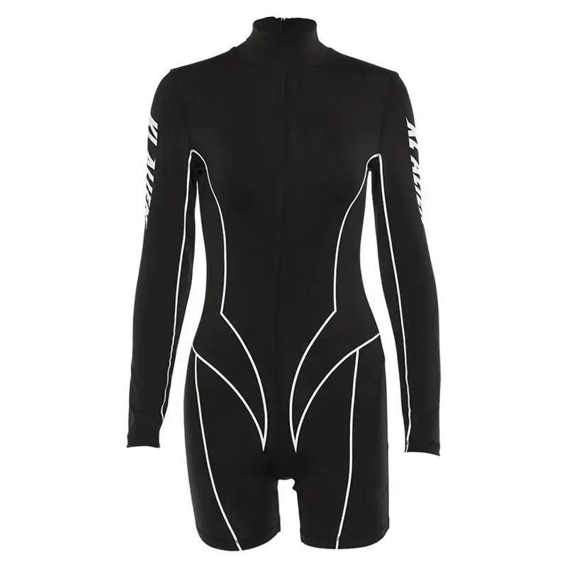 Printed Sports Long Sleeve Fitness Bodysuit
