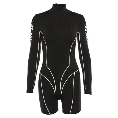 Printed Sports Long Sleeve Fitness Bodysuit