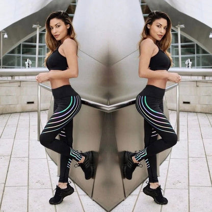 High Elastic Shine Workout Pants - Woman`s Clothing