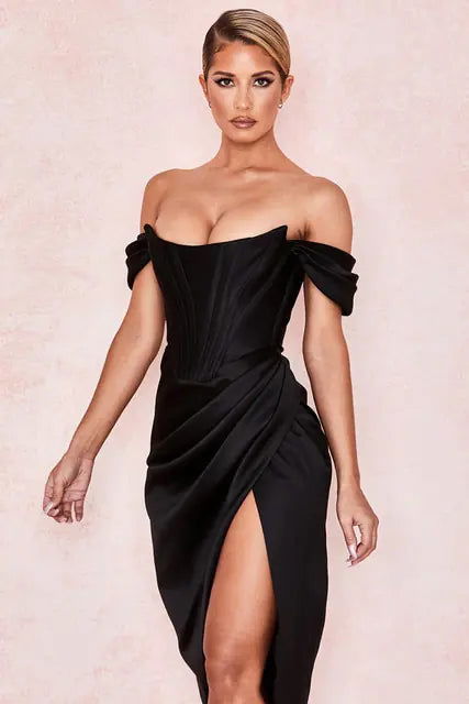 High Quality Summer Satin Bodycon Dress - Woman`s Clothing