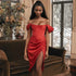 High Quality Summer Satin Bodycon Dress - Woman`s Clothing