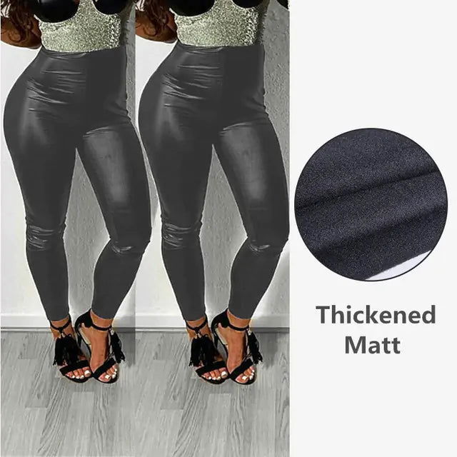 High Waist PU leather leggingsHigh Waist