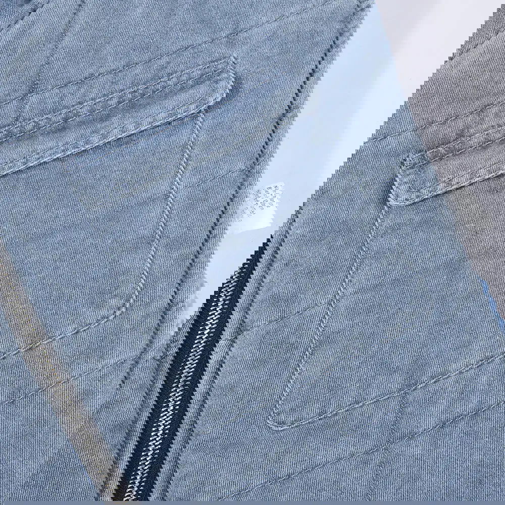 Hooded Denim Vest Jacket - Woman`s Clothing