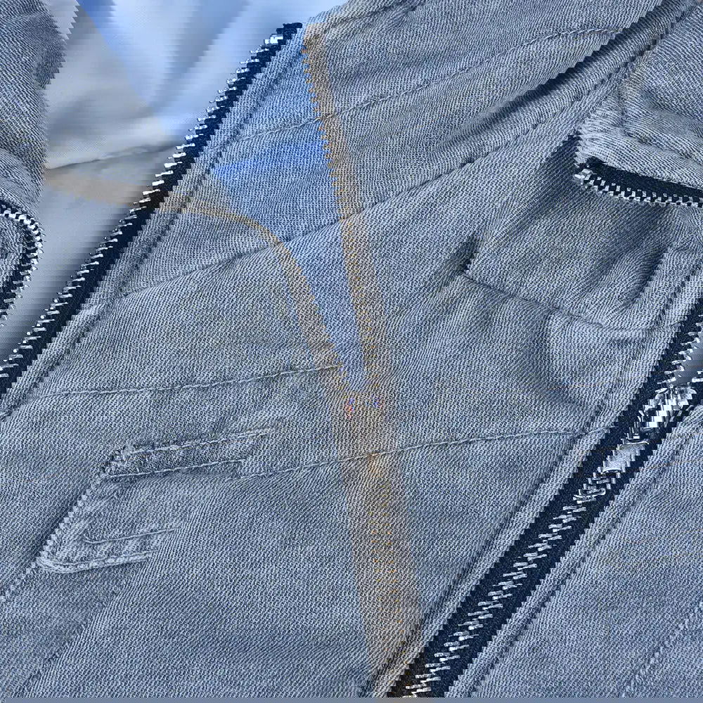 Hooded Denim Vest Jacket - Woman`s Clothing