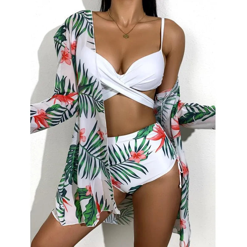 Three Pieces Bikini Swimsuit Set