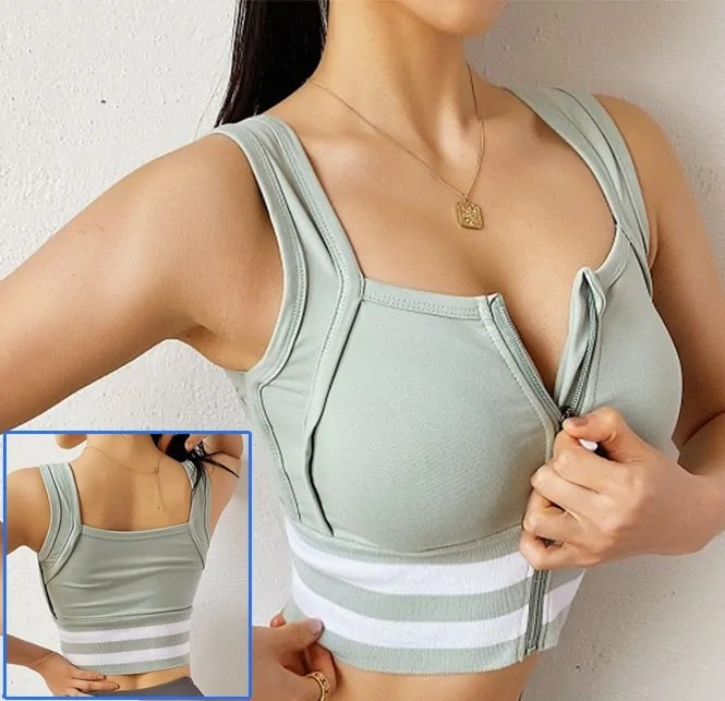 Front Zipper Sports Bra - Woman`s Clothing