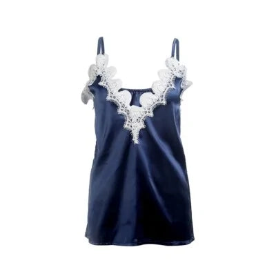 Gothic Lace Satin Silk Sequin Tank Top - Woman`s Clothing