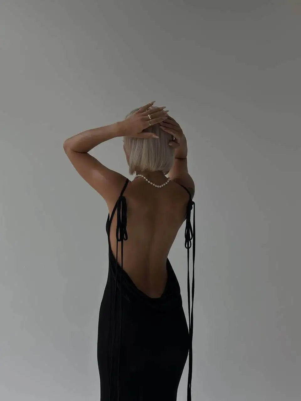 Ladies Elegant Backless Bodycon Dress - Woman`s Clothing