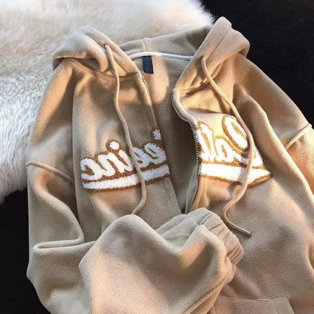 Comfortable Letter Embroidery Hoody