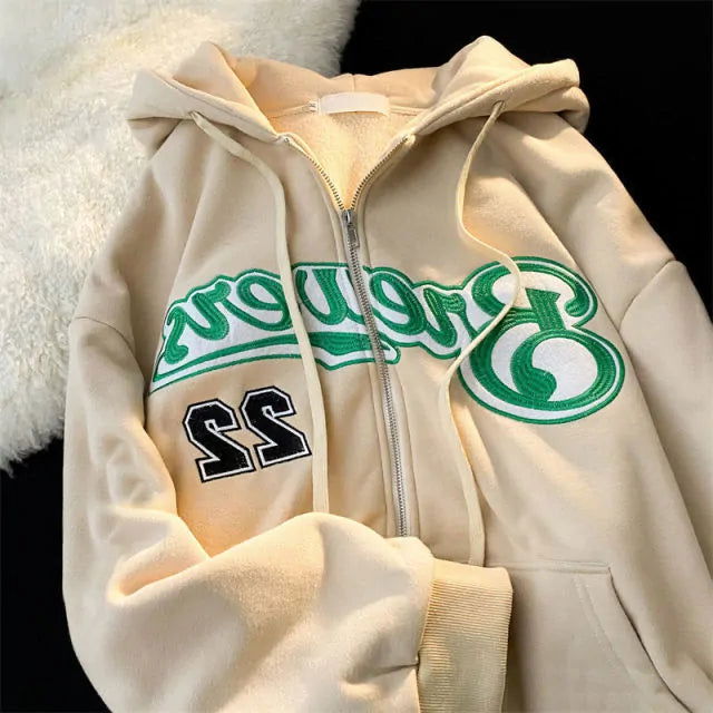 Letter Embroidery Hoody - Woman`s Clothing