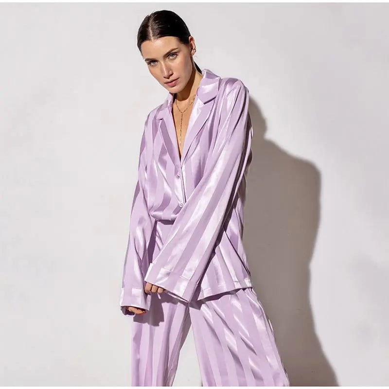 London Two Piece Silk Pyjama Set - Woman`s Clothing