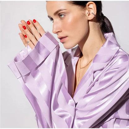 London Two Piece Silk Pyjama Set - Woman`s Clothing
