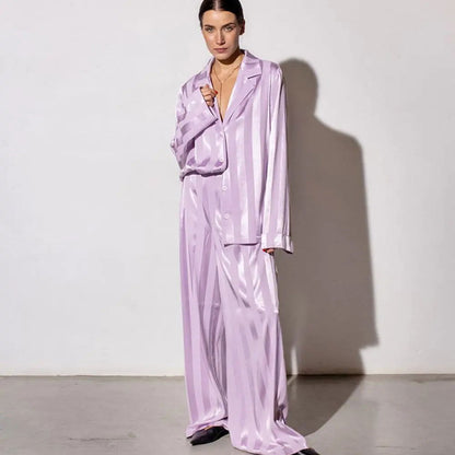 London Two Piece Silk Pyjama Set - Woman`s Clothing