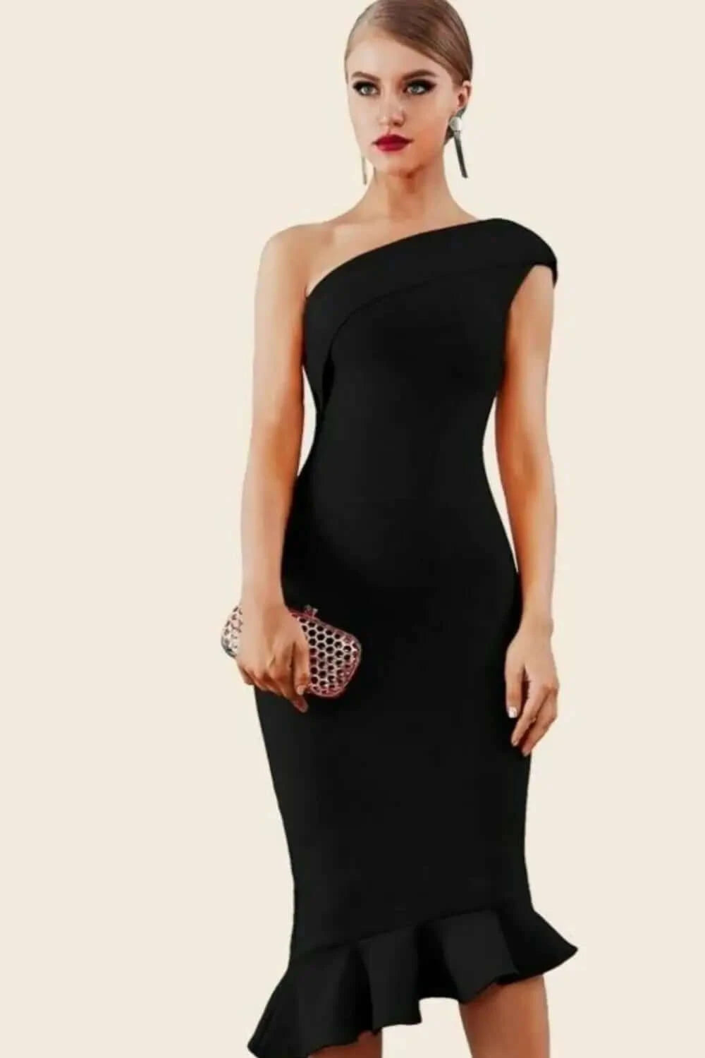 Midnight In London Off Shoulder Bodycon Dress - Woman`s Clothing