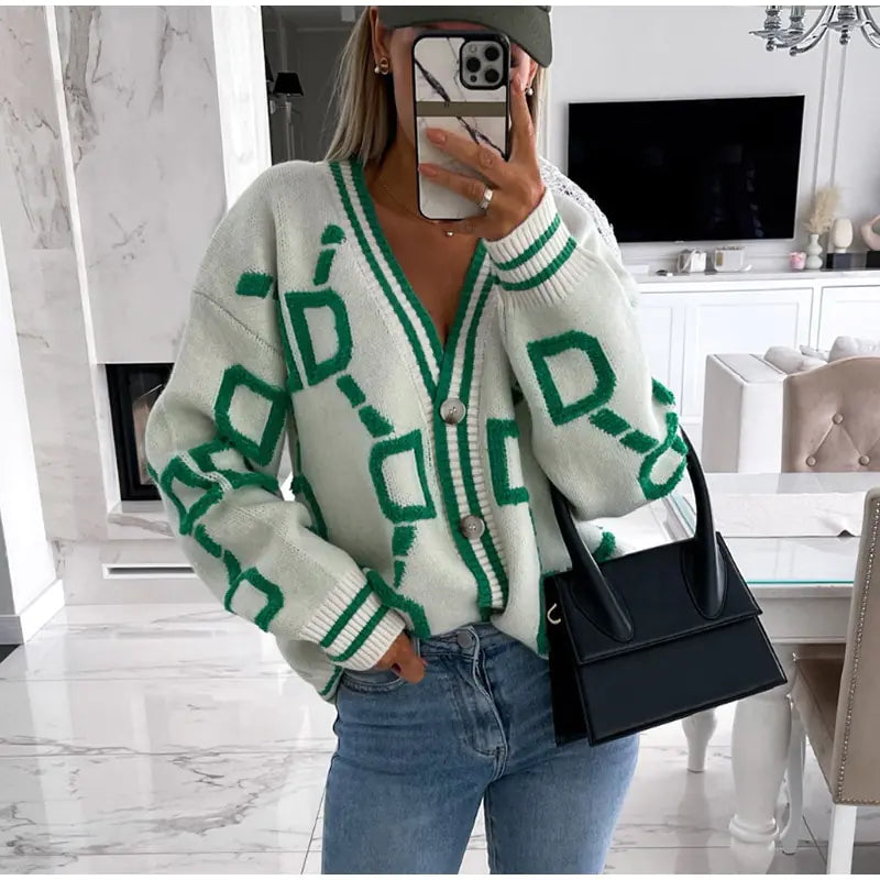 Women's Embroidered Knit Cardigan - Woman`s Clothing