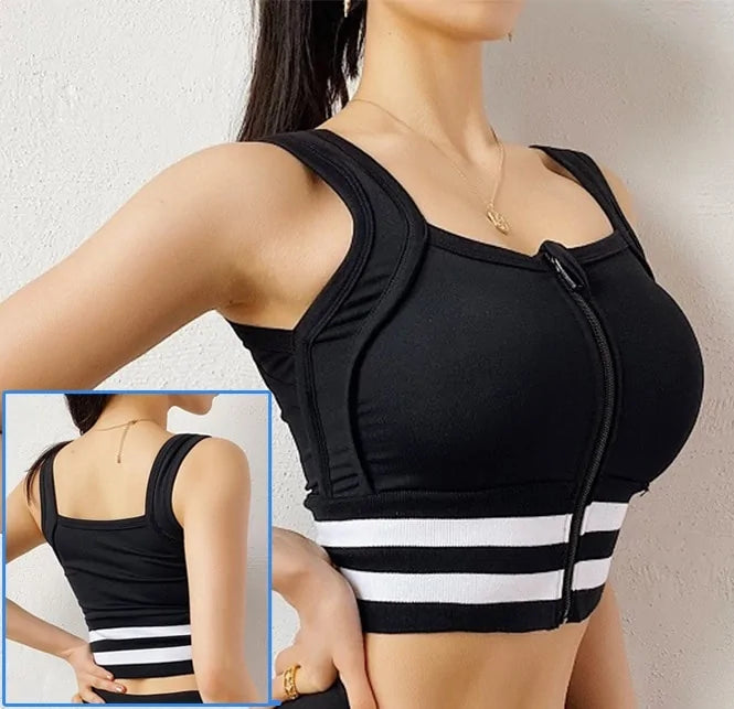 Front Zipper Sports Bra - Woman`s Clothing