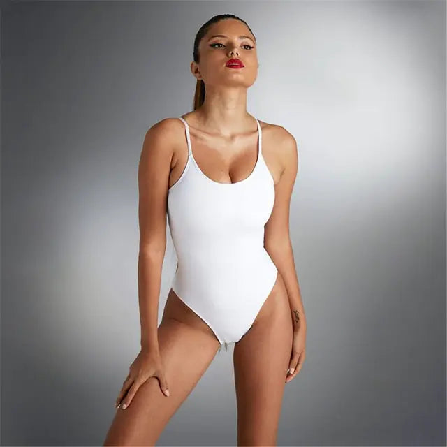 Solid Color One-Piece Backless Swimsuit Bikini