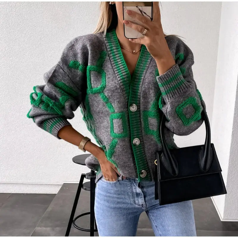 Women's Embroidered Knit Cardigan - Woman`s Clothing