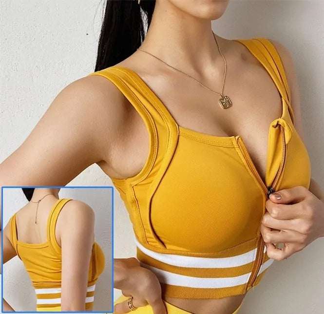 Front Zipper Sports Bra - Woman`s Clothing