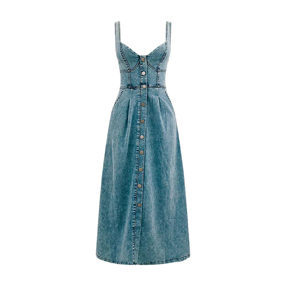 Versatile Chic Urban Charm Denim Midi Dress