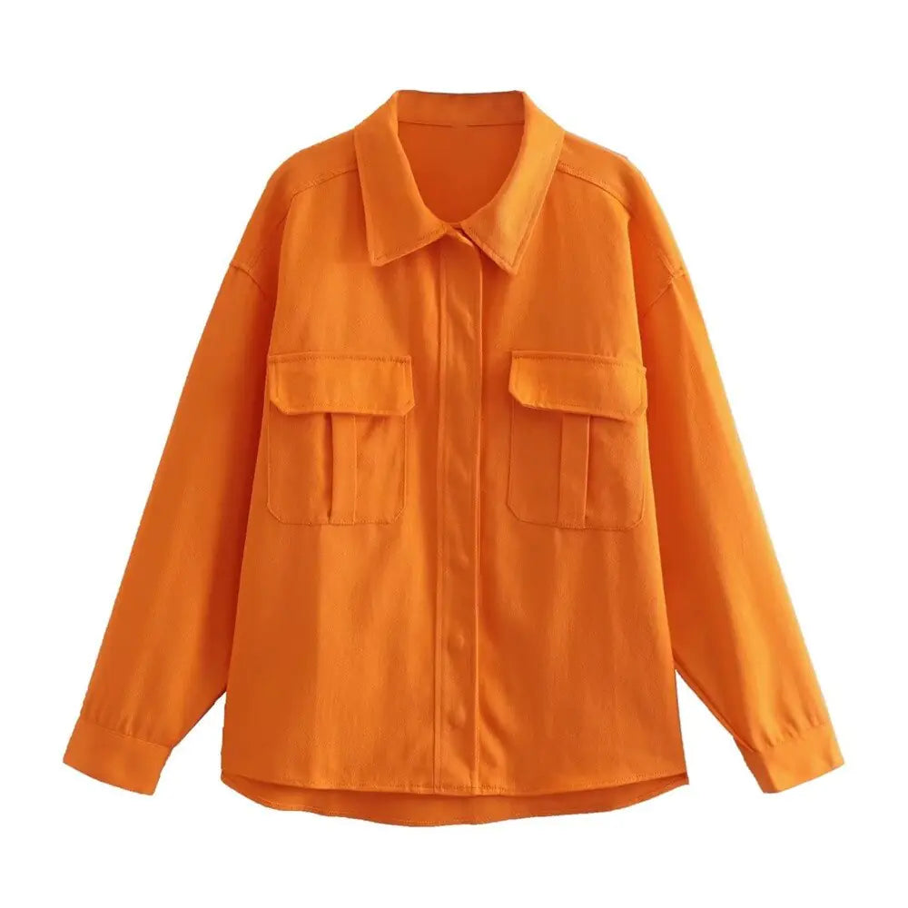 Vibrant Orange Denim Ladies Jacket