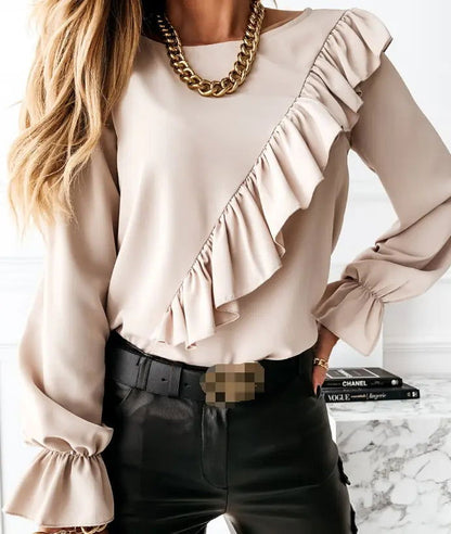 Office Work Ruffles O-Neck BlouseOffice Work Rufflestops
