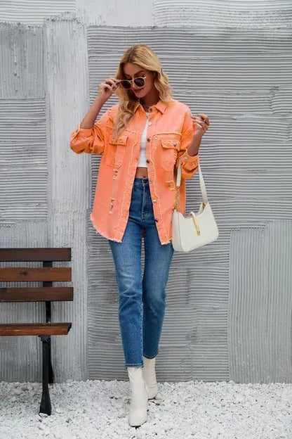 Washed Denim Jacket - Woman`s Clothing