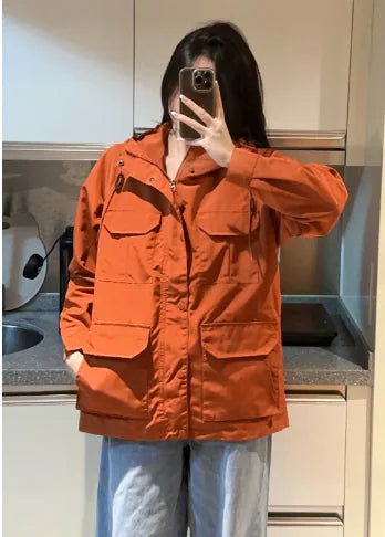 Orange Lightweight Jacket - Woman`s Clothing