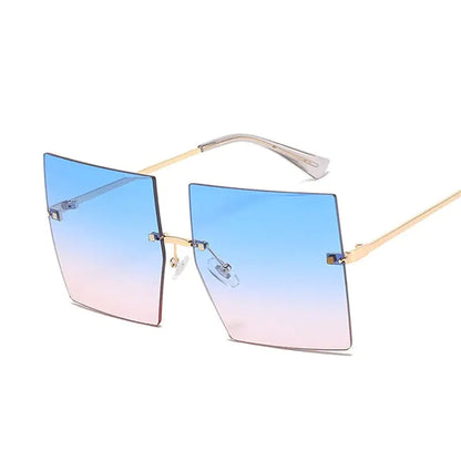 Oversized Rimless Square Sunglasses - Woman`s Clothing