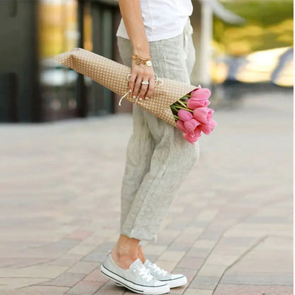 PANTELLY - Pants with Drawstring and Elastic Waist - Woman`s Clothing