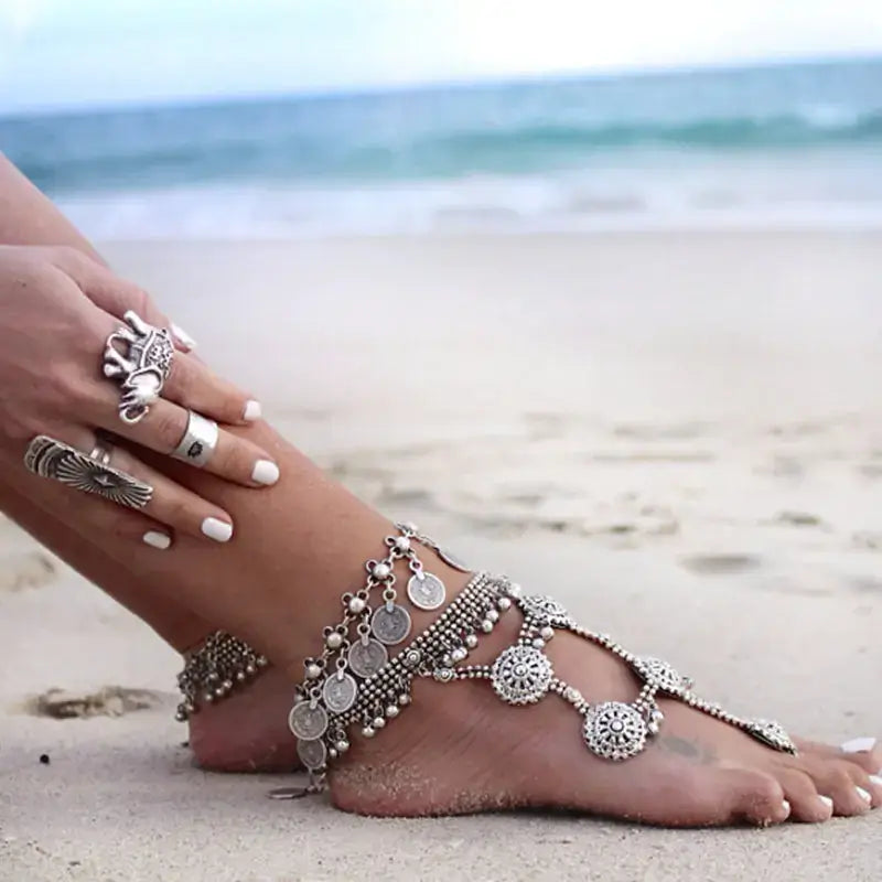 Boho Charm Coin Tassel Anklet | Summer Chic Accessory