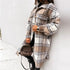 Plaid Printed Long Overcoat Jacket - Woman`s Clothing