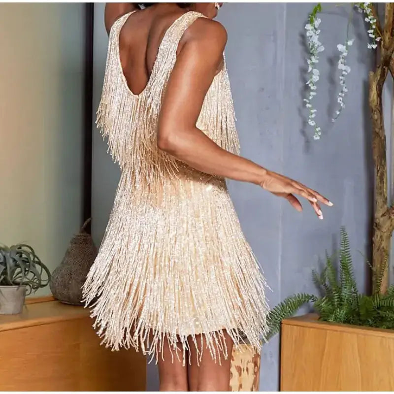 Sexy Women Fringed Sequin Feather - Woman`s Clothing