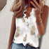 Print Summer Tank Top with Ruffles and V-neck - Woman`s Clothing