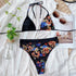 Purple Leopard and Black Bikini - Woman`s Clothing