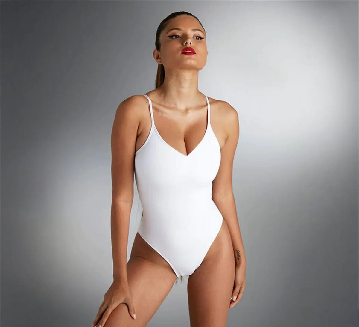 Solid Color One-Piece Backless Swimsuit Bikini - Woman`s Clothing