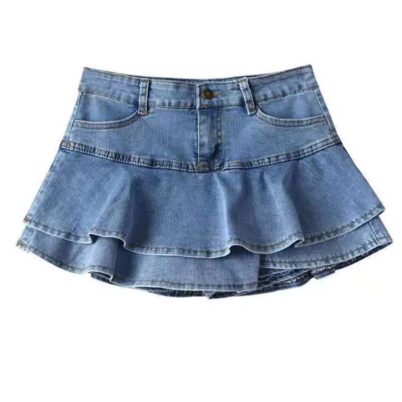 Retro Denim Shorts Skirt - Woman`s Clothing