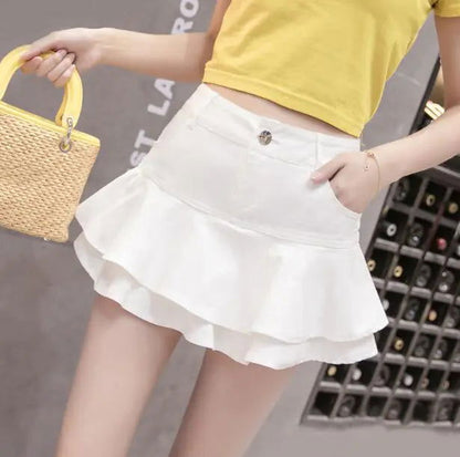 Retro Denim Shorts Skirt - Woman`s Clothing