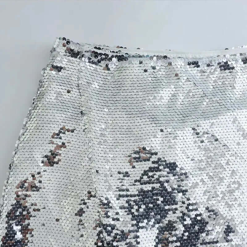 Sequin High-Waist Mini Skirt - Woman`s Clothing