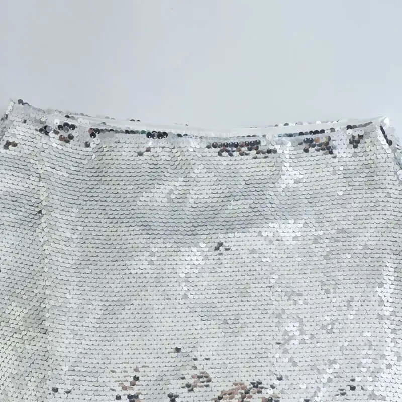 Sequin High-Waist Mini Skirt - Woman`s Clothing