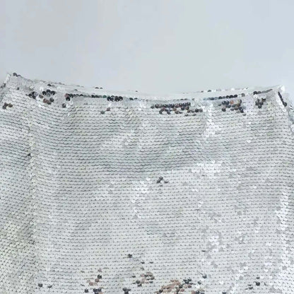 Sequin High-Waist Mini Skirt - Woman`s Clothing